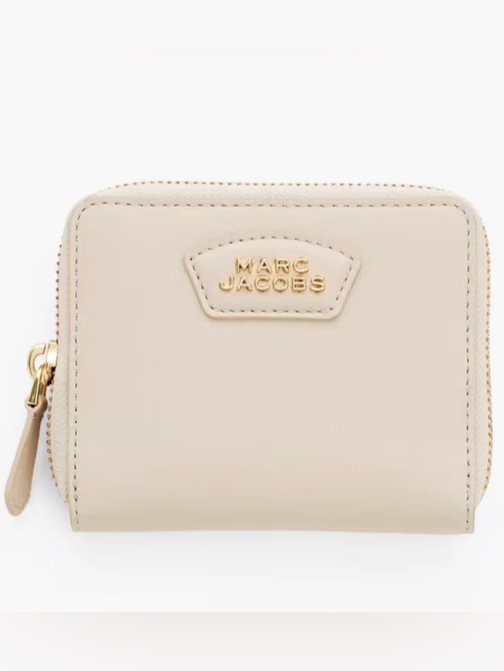 NWT Marc Jacobs Cream Zip-Around Leather Wallet with Gold Logo
